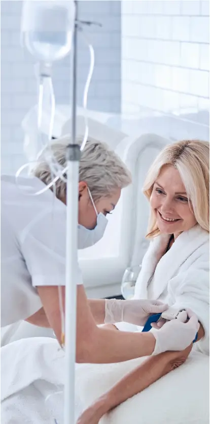 a woman being treated with a ketamine infusion